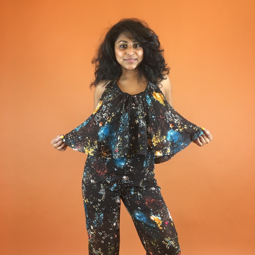 Galaxy Print Halter Jumpsuit 🌌